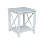 Table d'appoint en bois massif avec plateau en billot et étagère inférieure