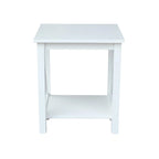 Table d'appoint en bois massif avec plateau en billot et étagère inférieure