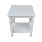 Table d'appoint en bois massif avec plateau en billot et étagère inférieure