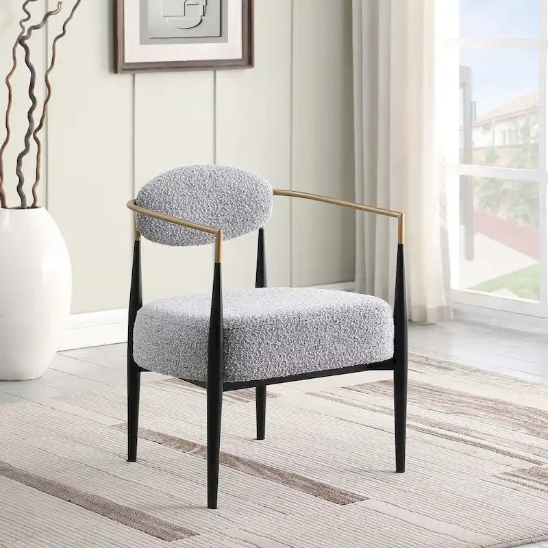 Fauteuil d'appoint Mid-Century avec piètement en fer – Velours ou similicuir