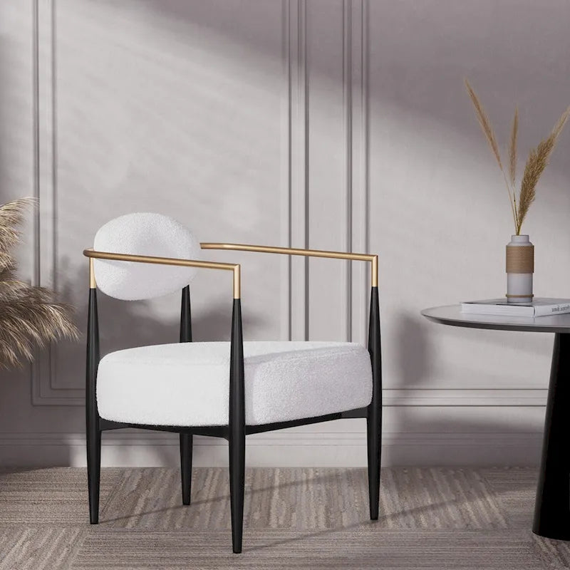 Fauteuil d'appoint Mid-Century avec piètement en fer – Velours ou similicuir