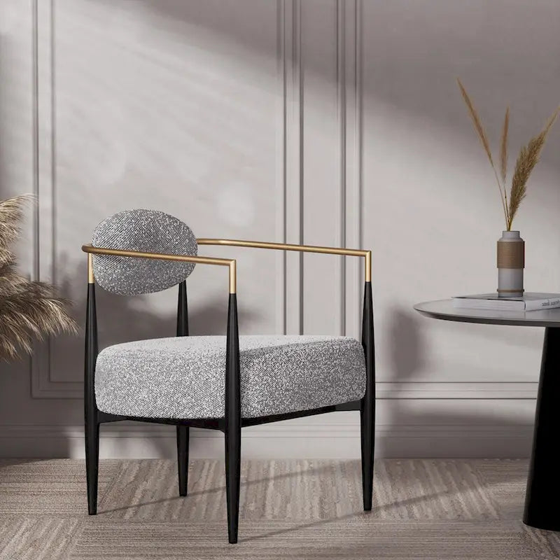 Fauteuil d'appoint Mid-Century avec piètement en fer – Velours ou similicuir