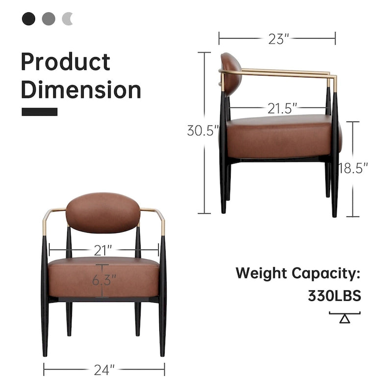Fauteuil d'appoint Mid-Century avec piètement en fer – Velours ou similicuir