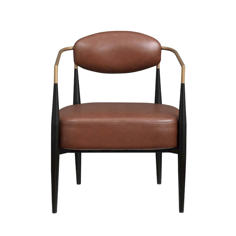 Fauteuil d'appoint Mid-Century avec piètement en fer – Velours ou similicuir