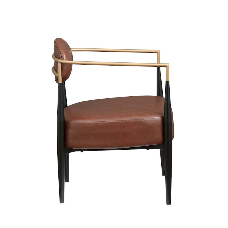 Fauteuil d'appoint Mid-Century avec piètement en fer – Velours ou similicuir