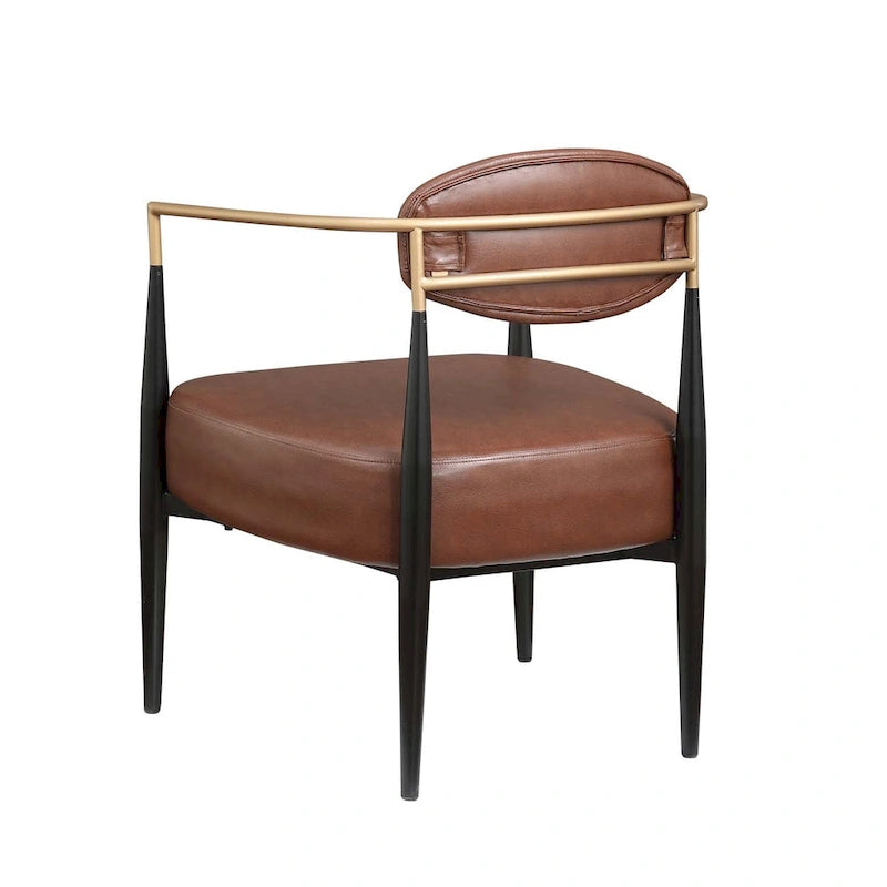 Fauteuil d'appoint Mid-Century avec piètement en fer – Velours ou similicuir