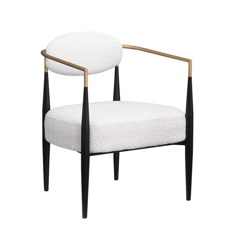 Fauteuil d'appoint Mid-Century avec piètement en fer – Velours ou similicuir