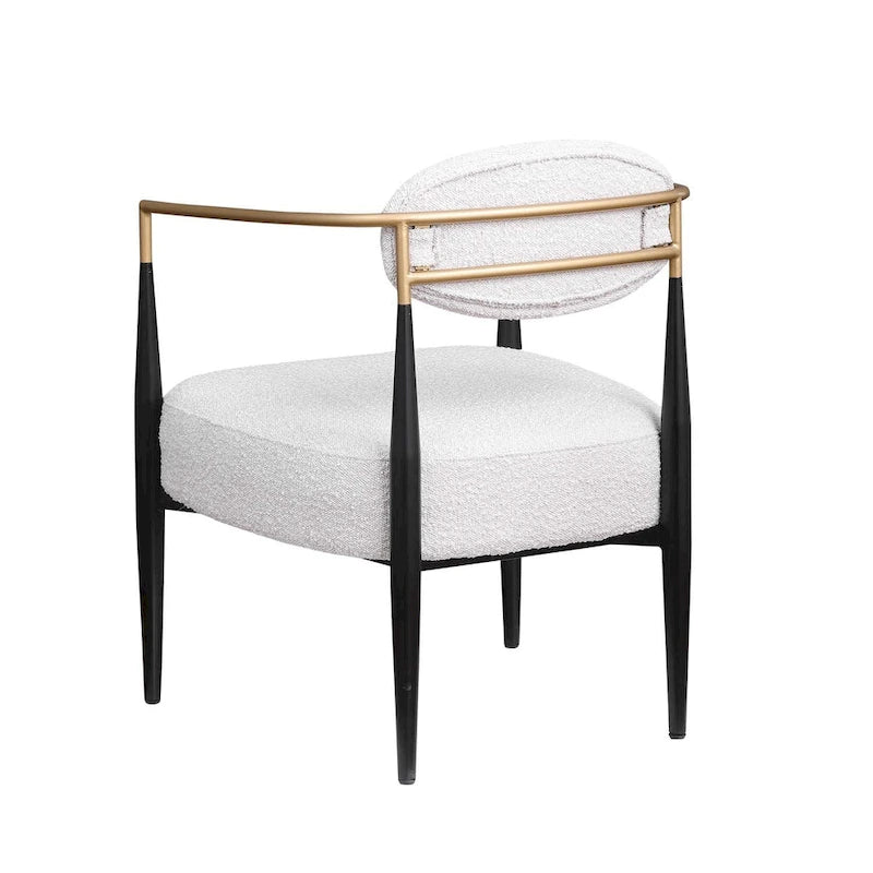 Fauteuil d'appoint Mid-Century avec piètement en fer – Velours ou similicuir
