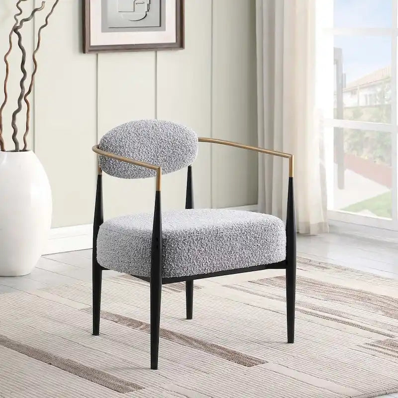 Fauteuil d'appoint Mid-Century avec piètement en fer – Velours ou similicuir