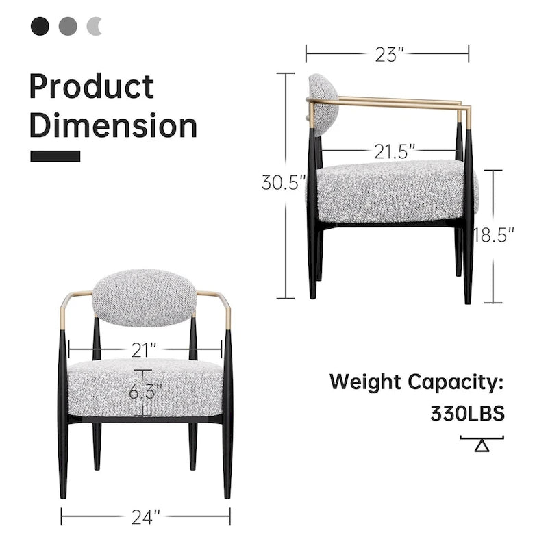 Fauteuil d'appoint Mid-Century avec piètement en fer – Velours ou similicuir