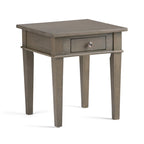 Table d'appoint carrée avec tiroir – Gris Ferme / Brun Selle / Brun Tabac