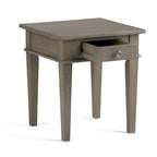 Table d'appoint carrée avec tiroir – Gris Ferme / Brun Selle / Brun Tabac