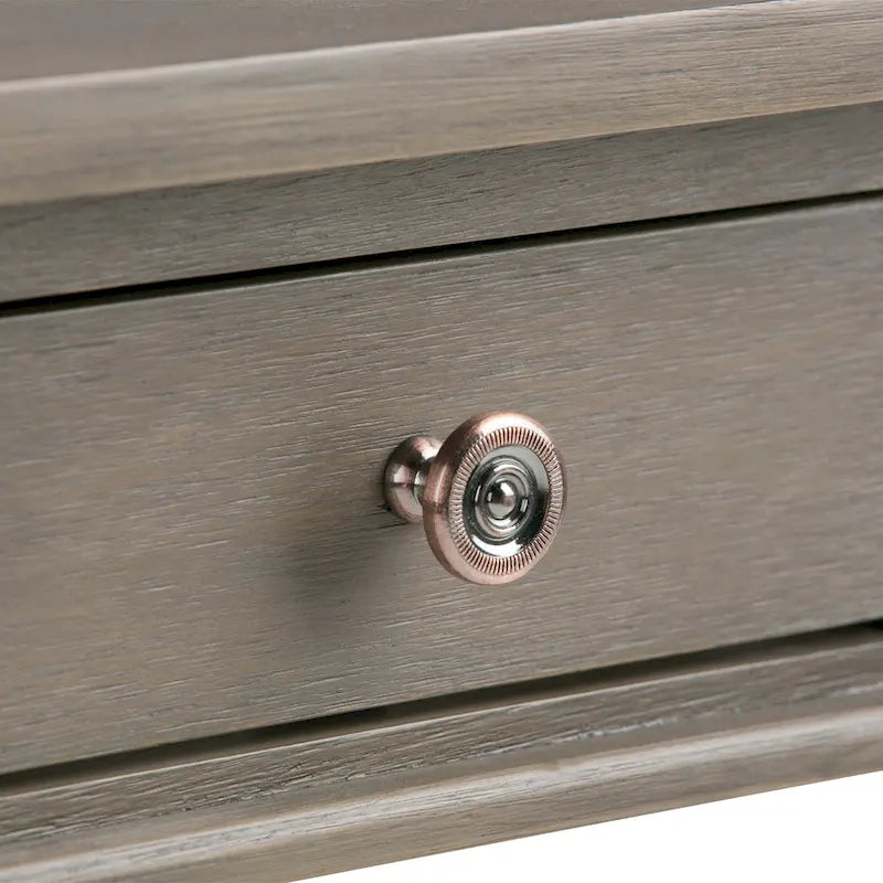 Table d'appoint carrée avec tiroir – Gris Ferme / Brun Selle / Brun Tabac