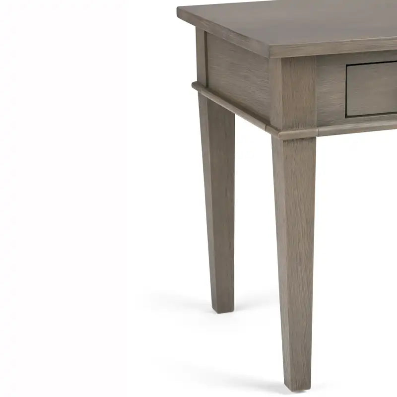 Table d'appoint carrée avec tiroir – Gris Ferme / Brun Selle / Brun Tabac