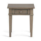 Table d'appoint carrée avec tiroir – Gris Ferme / Brun Selle / Brun Tabac