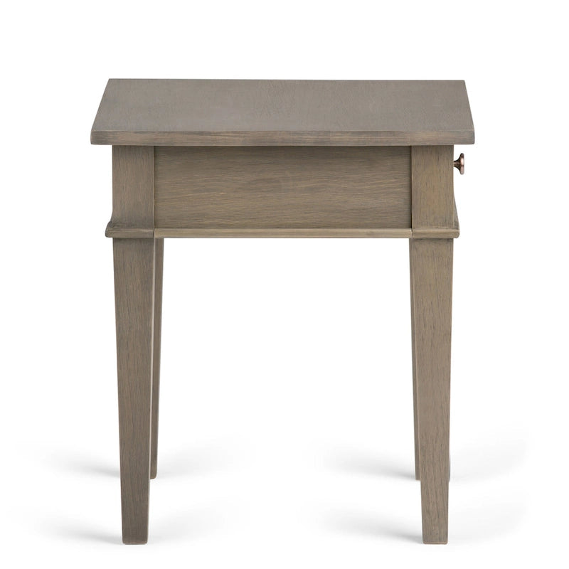 Table d'appoint carrée avec tiroir – Gris Ferme / Brun Selle / Brun Tabac