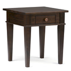 Table d'appoint carrée avec tiroir – Gris Ferme / Brun Selle / Brun Tabac