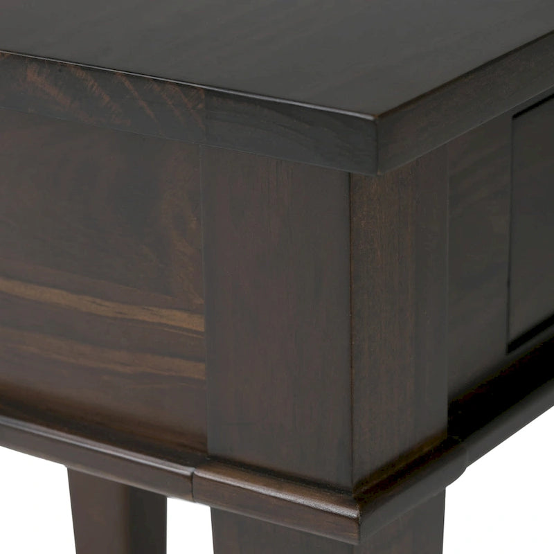 Table d'appoint carrée avec tiroir – Gris Ferme / Brun Selle / Brun Tabac