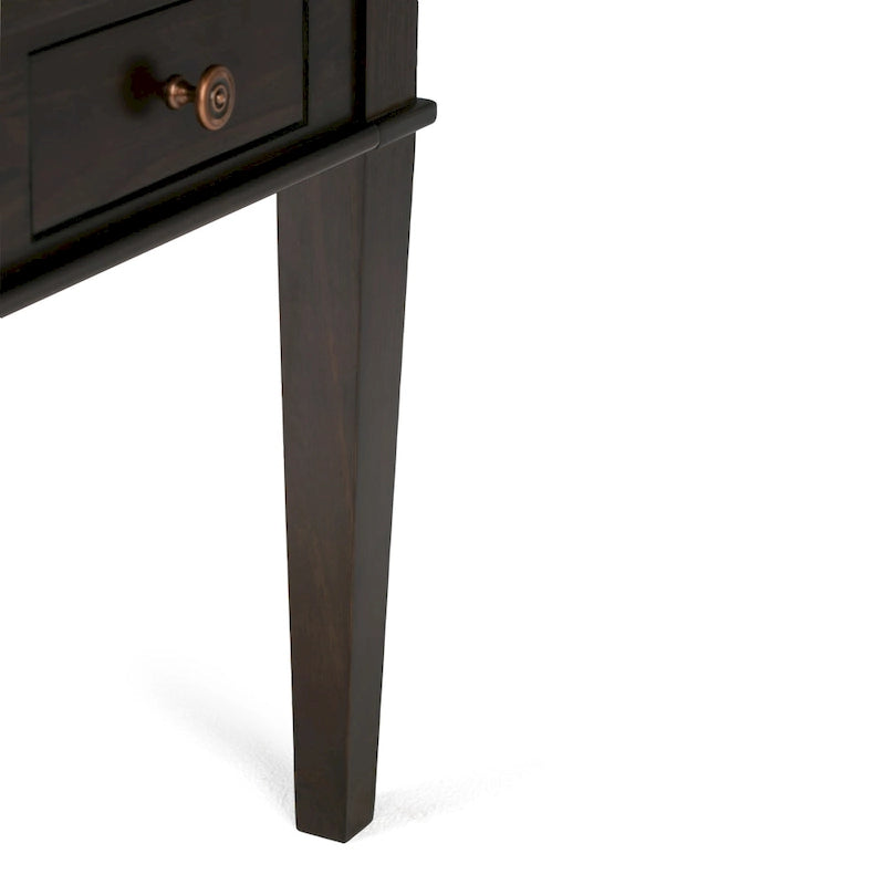 Table d'appoint carrée avec tiroir – Gris Ferme / Brun Selle / Brun Tabac