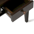 Table d'appoint carrée avec tiroir – Gris Ferme / Brun Selle / Brun Tabac