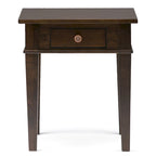 Table d'appoint carrée avec tiroir – Gris Ferme / Brun Selle / Brun Tabac