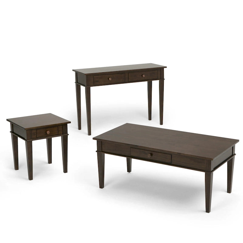 Table d'appoint carrée avec tiroir – Gris Ferme / Brun Selle / Brun Tabac