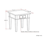 Table d'appoint carrée avec tiroir – Gris Ferme / Brun Selle / Brun Tabac