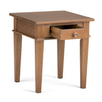 Table d'appoint carrée avec tiroir – Gris Ferme / Brun Selle / Brun Tabac