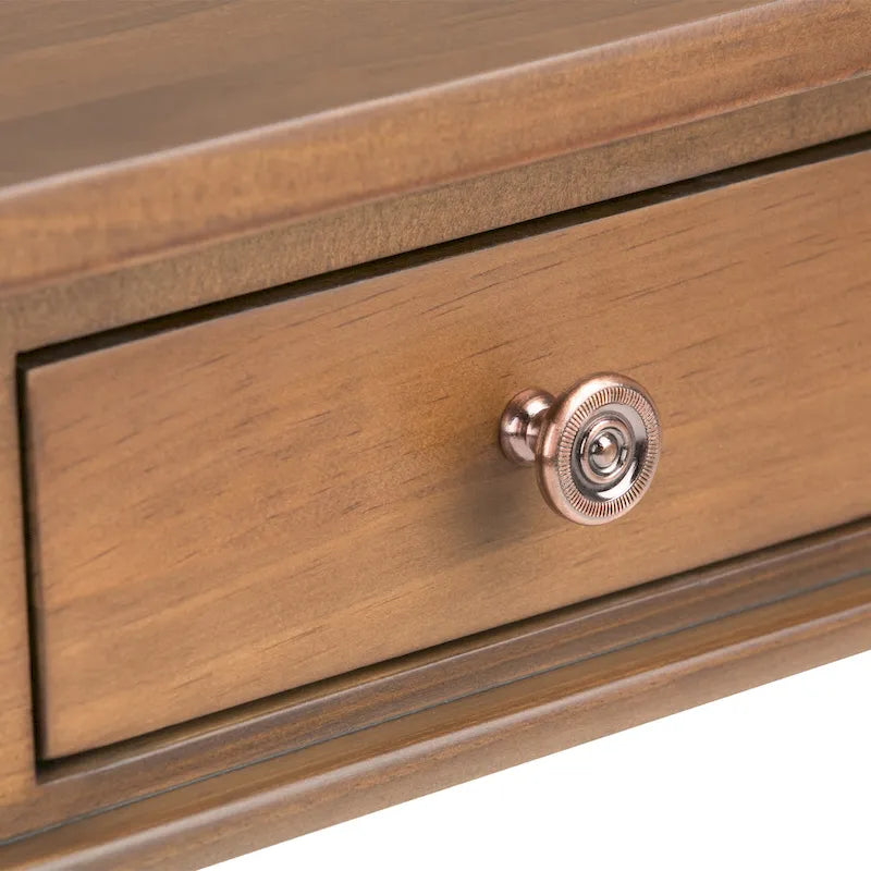 Table d'appoint carrée avec tiroir – Gris Ferme / Brun Selle / Brun Tabac