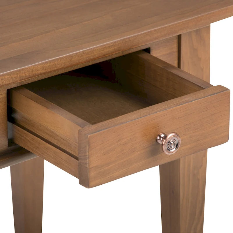 Table d'appoint carrée avec tiroir – Gris Ferme / Brun Selle / Brun Tabac