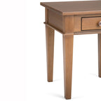 Table d'appoint carrée avec tiroir – Gris Ferme / Brun Selle / Brun Tabac