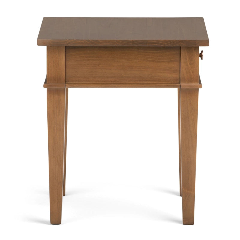 Table d'appoint carrée avec tiroir – Gris Ferme / Brun Selle / Brun Tabac