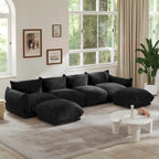 Canapé d'angle modulaire 4 places en forme de U en chenille avec 2 poufs