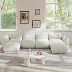 Canapé d'angle modulaire 4 places en forme de U en chenille avec 2 poufs