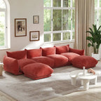 Canapé d'angle modulaire 4 places en forme de U en chenille avec 2 poufs