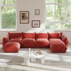 Canapé d'angle modulaire 4 places en forme de U en chenille avec 2 poufs