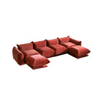 Canapé d'angle modulaire 4 places en forme de U en chenille avec 2 poufs