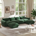 Canapé d'angle modulaire 4 places en forme de U en chenille avec 2 poufs