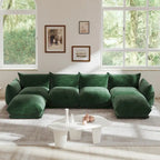 Canapé d'angle modulaire 4 places en forme de U en chenille avec 2 poufs