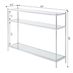 Console en verre trempé à 3 niveaux avec structure en métal chromé