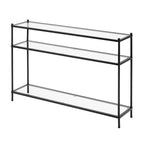 Console en verre trempé à 3 niveaux avec structure en métal chromé