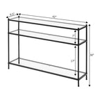 Console en verre trempé à 3 niveaux avec structure en métal chromé