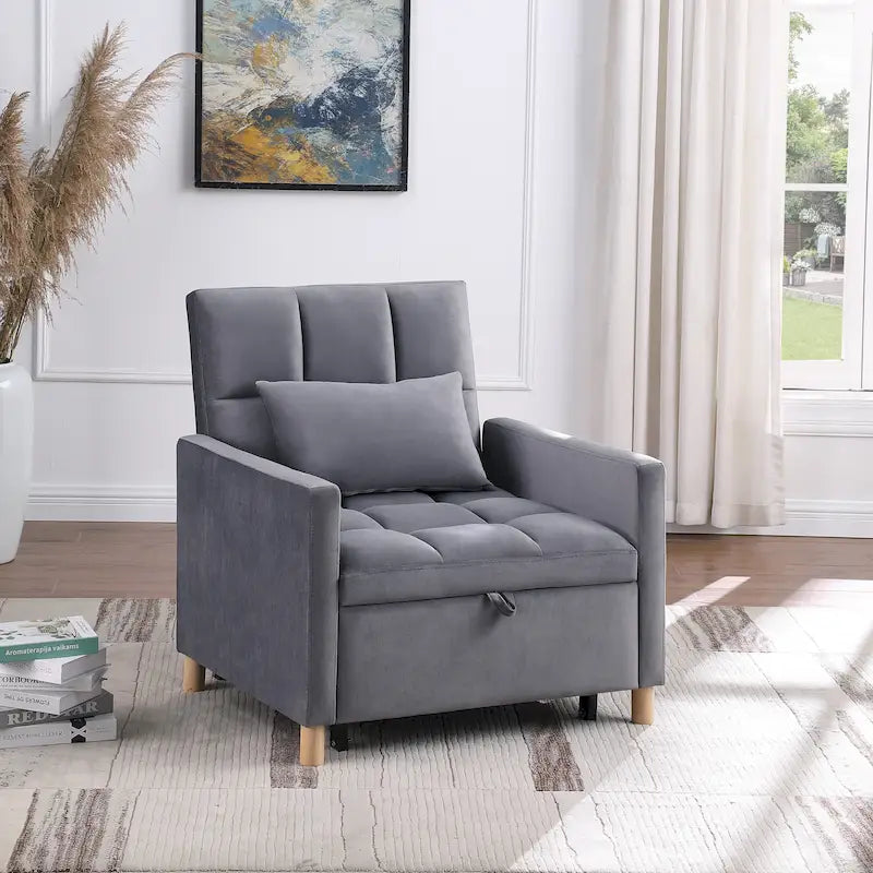 Fauteuil de couchage convertible 3-en-1 avec dossier réglable et oreiller