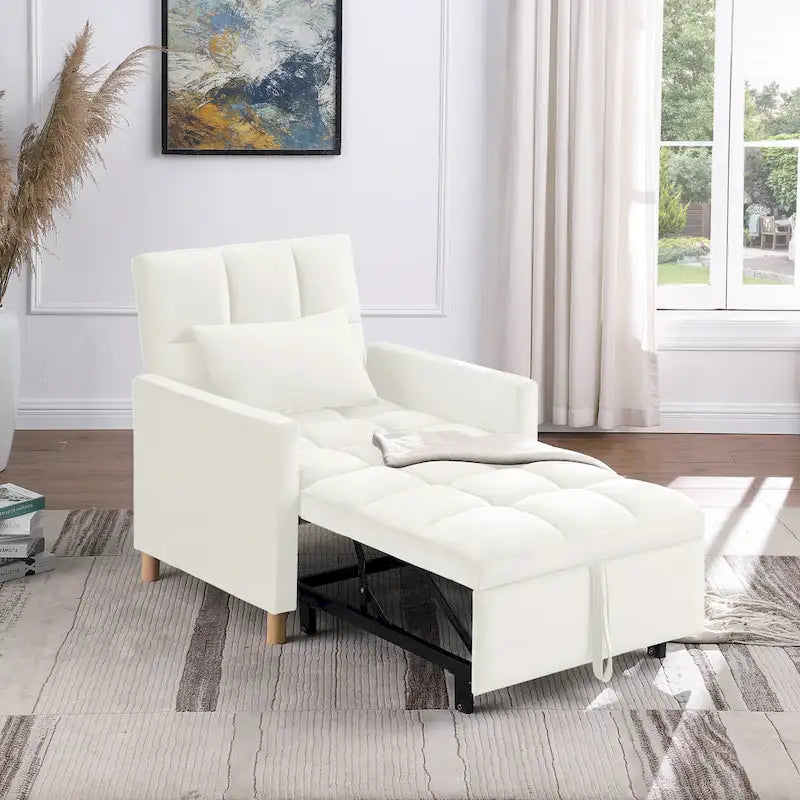 Fauteuil de couchage convertible 3-en-1 avec dossier réglable et oreiller