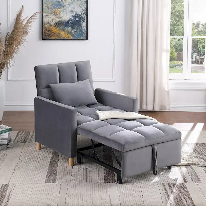 Fauteuil de couchage convertible 3-en-1 avec dossier réglable et oreiller