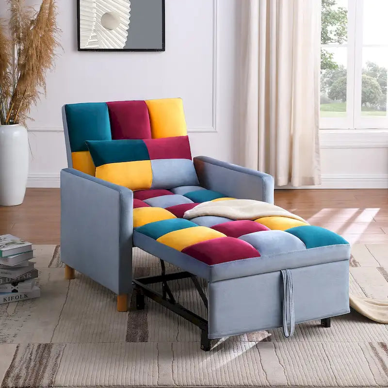 Fauteuil de couchage convertible 3-en-1 avec dossier réglable et oreiller