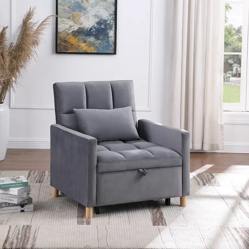 Fauteuil de couchage convertible 3-en-1 avec dossier réglable et oreiller