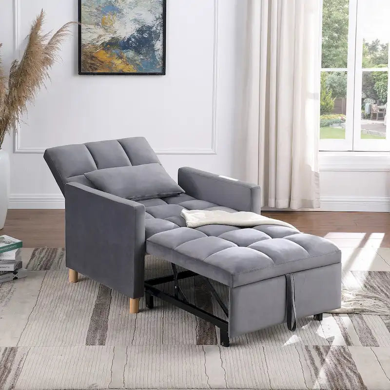Fauteuil de couchage convertible 3-en-1 avec dossier réglable et oreiller