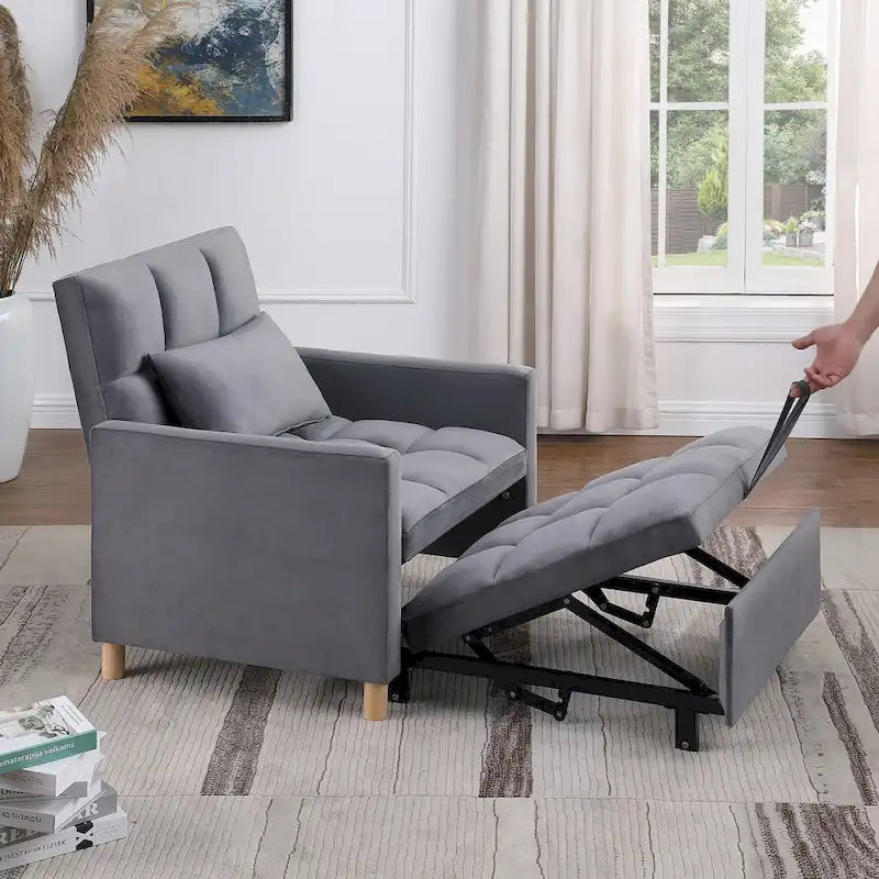 Fauteuil de couchage convertible 3-en-1 avec dossier réglable et oreiller