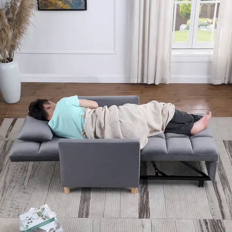 Fauteuil de couchage convertible 3-en-1 avec dossier réglable et oreiller